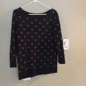 Ann Taylor BOW PRINT BOATNECK SWEATER